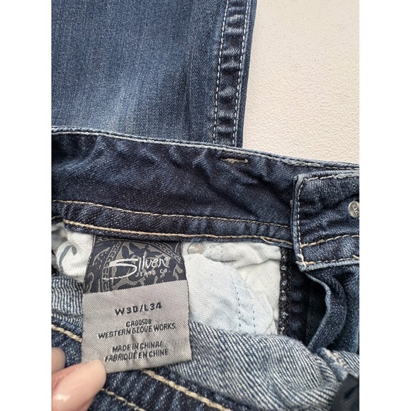 Silver Jeans Suki Bootcut Dark Wash Denim Jeans Embroidered Pockets W30 L34 - Picture 4 of 6
